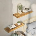 thumbnail image 6 of 24" Acacia Ch   Wall Mounted Wall Shelves Set of 2 - Wall Mounted Wooden Shelving for Stylish Home Décor - Natural Color - 24x6.7x1.5 Inches, 6 of 9