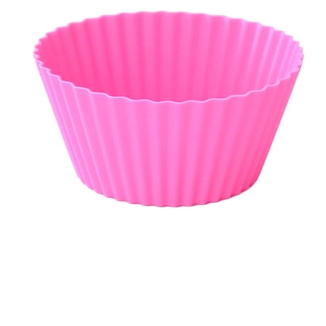 Nvzi Moldes para hornear de silicona redondos reutilizables, moldes para muffins, juego de 12, color rosa y rojo