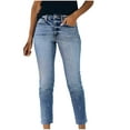 thumbnail image 2 of Idoravan Women's Plus Size Pants Clearance Fashion Women Pockets Button Mid Waist Skinny Ripped Jeans Trousers Hole Denim Pants, 2 of 8