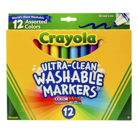 Crayola Washable Marker Set, 12-Colors, Broad