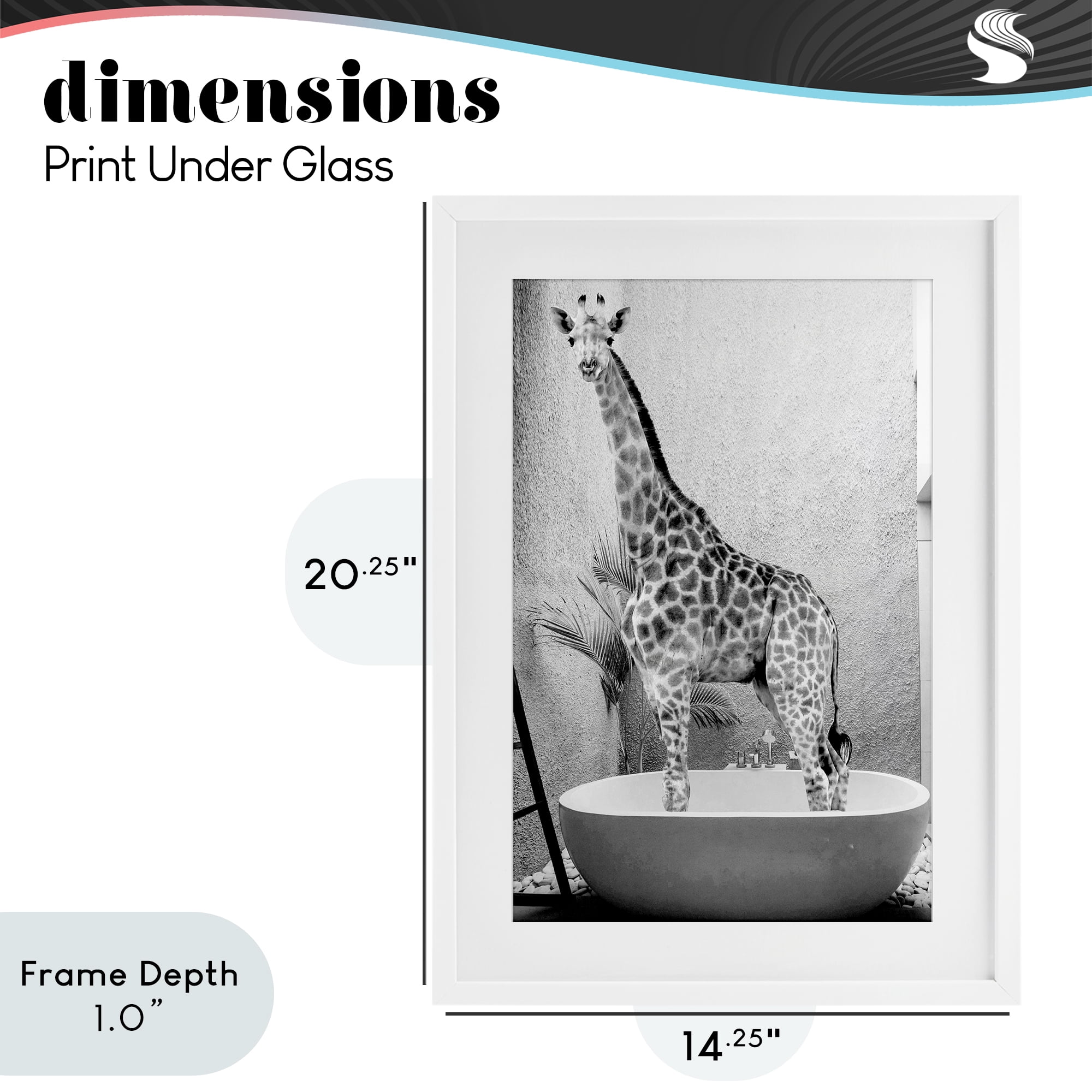 Stupell Industries Safari Bath Standing Tall White Framed Print Under Glass, design by SD Graphics Studio