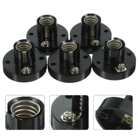 BESTOYARD Sockets for Light Bulbs Bulb Holders Sockets Black 5Pcs