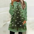 thumbnail image 2 of Plus Size Sweaters Tunic Tops for Women Loose Fit Crewneck Fleece Long Sleeve Sweatshirt Pullover with 2 Pockets (S, Green 01), 2 of 6