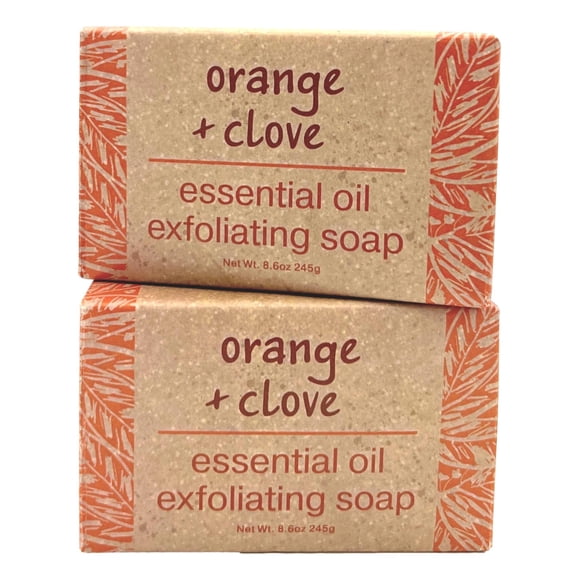 Greenwich Bay Trading Co. Jabón de barra de baño exfoliante con aceite esencial de naranja y clavo, juego de 2, 8,6 onzas cada uno