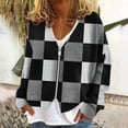 thumbnail image 3 of Gytharion Women's V-Neck Cardigan Jackets Fashionable Plaid Printed Long Sleeve Full Zip Casual Coat Winter Loose Comfy Fleece Warm Outerwear, 3 of 5