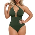 thumbnail image 2 of Fewfanhot Tummy Control Swimsuits for Women Swimsuits Ruched Slimming One Piece Bathing Suit Deep V Neck Swimsuit, 2 of 8