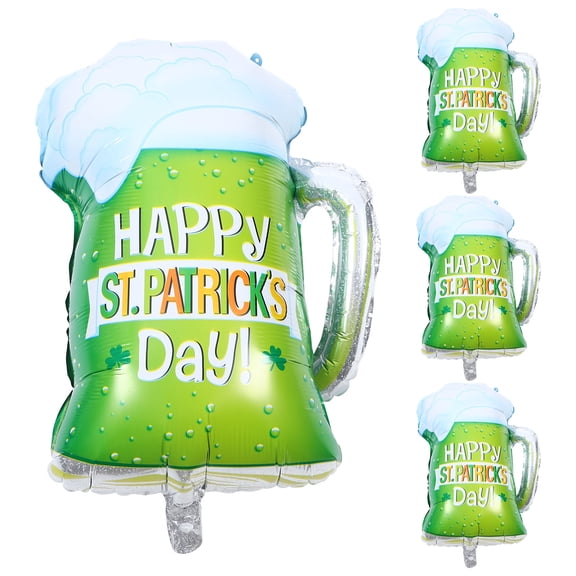 HONMEET 4Pcs St Patricks Day Balloons Cloverleaf Shape Aluminum Foil Decoration Assorted Supplies