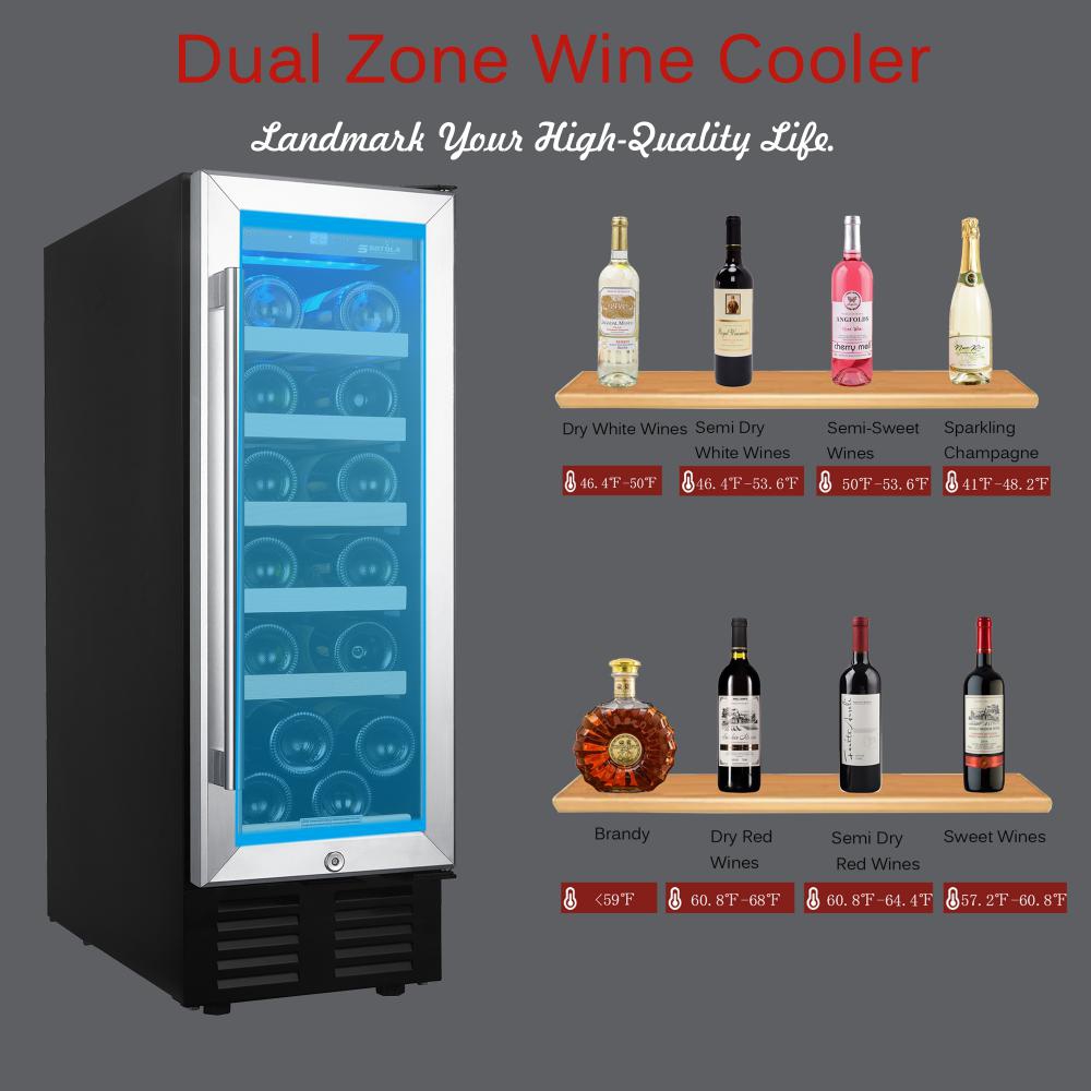 Fooing 12 Inch Wine Cooler Refrigerators 19 Bottle Compressor Wine