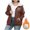 Brown, variant on Rvasteizo Women's Plus Full Zip Fleece Hoodie Casual Fall Winter Solid Long Sleeve Oversized Top