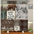 thumbnail image 2 of 4PCS/Set Black Rustic Deer Fabric Shower Curtain, Moose Elk Pine Tree Moon Farmhouse Country Rustic Panel Grey Wooden Board Bathroom Decor, Non-Slip Bathroom Mat Bath Rugs, Silhouette, 2 of 7