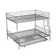 thumbnail image 2 of Kumix Bunk Bed with Trundle, Full XL over Queen Bunk Bed with Full Length Guardrail and Ladder for Teens, Metal Bunk Bed Can Convertible into 2 Beds, 3 in 1 Bunk Bed, Noise-Free, Silver, 2 of 7
