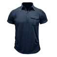 thumbnail image 1 of pstuiky camisetas de hombre, Blusa de manga corta con cuello vuelto y botones transparentes y encaje calado para hombre camisas casuales para hombre l, 1 of 4