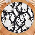 thumbnail image 2 of Black Halloween White Ghosts Round Fitted Tablecloth with Elastic Edge,Dining Table Cover Waterproof,Outdoor Round Tablecloth for Camping,Dining,Indoor and Outdoor, 2 of 7