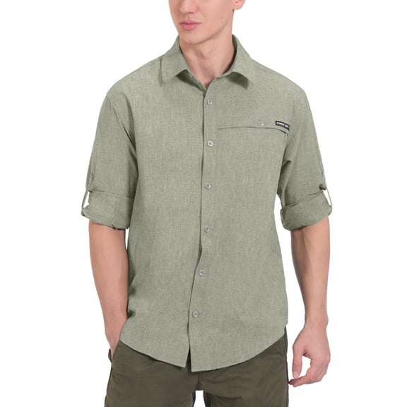 Men's UPF 50 UV Protection Shirt, Breathable Long Sleeve Fishing Hiking Shirt, Air-Holes Tech Laurel Oak Heather S