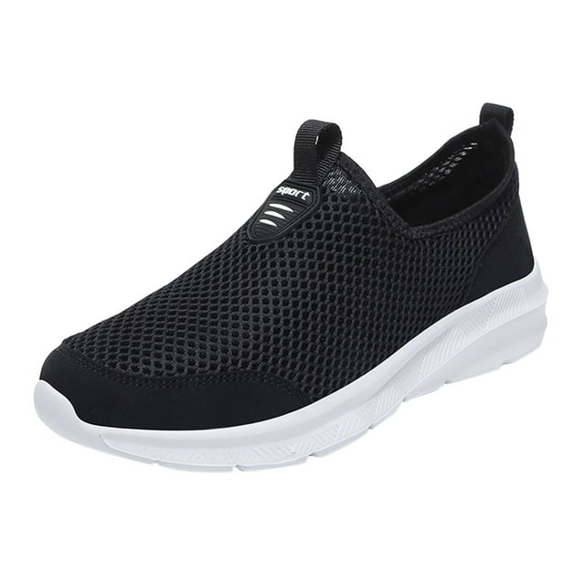Men's Sneakers Under $25 Fashion Summer Men Sneakers Breathable Mesh Shallow Lace Up Casual Shoes Male Shoes(White,9.5)