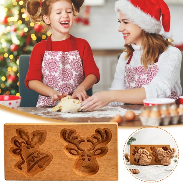 Fiudx Cortador de Pan de Jengibre, Herramienta de Corte de Alimentos de Madera de Haya, Recubierto con Aceite de Linaza Natural, Perfecto para Galletas y Pasteles de Miel, Ideal para Repostería Navid