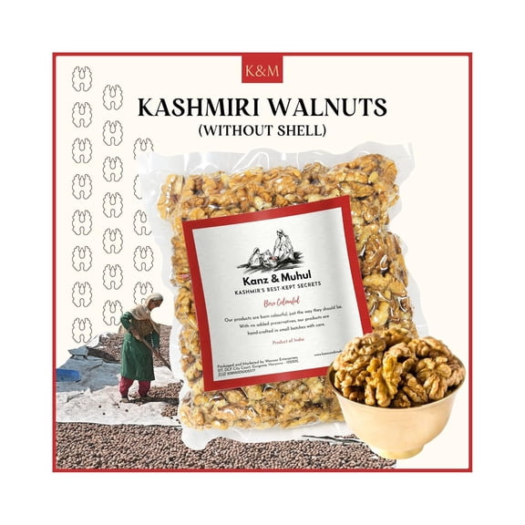 Natural Kashmiri Kashmiri Walnut Kernels By Kanz & Muhul 450gm, 15.8 Ounce