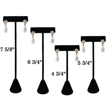 - 3 Pack Black Velvet Earring T Stand Showcase Display