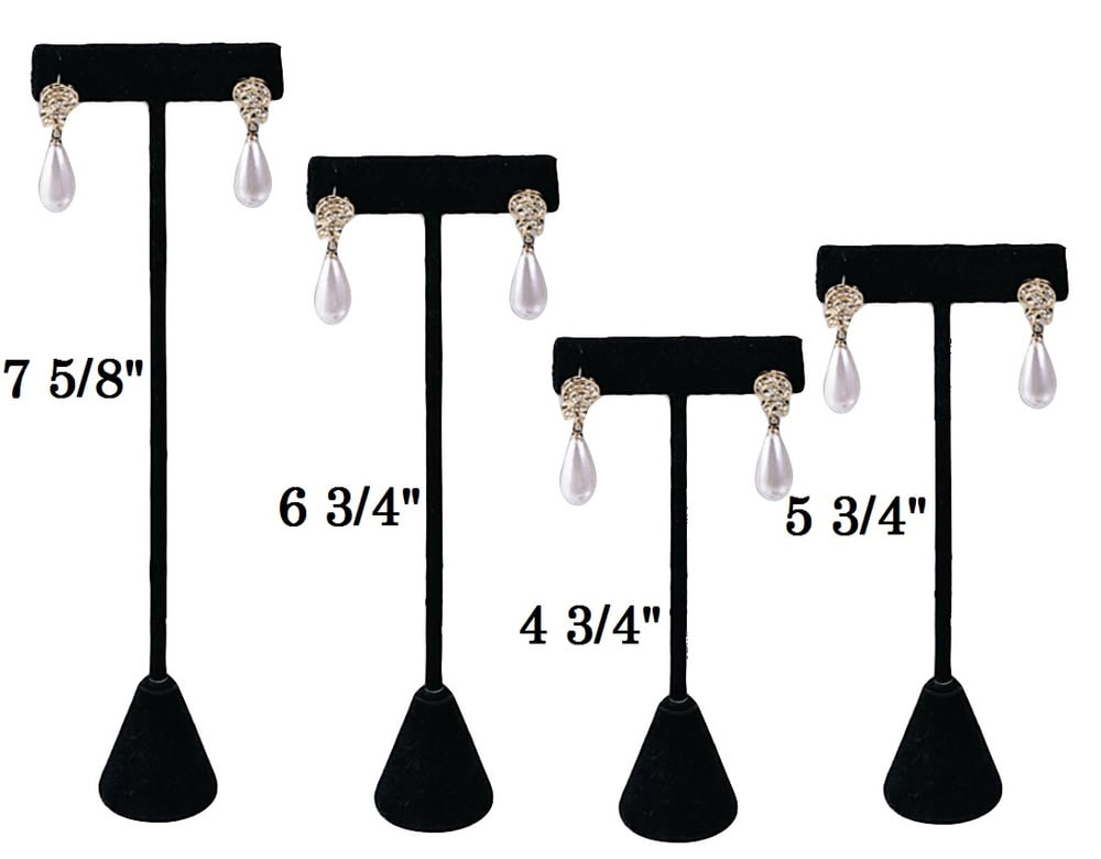 3 Pack Black Velvet Earring T Stand Showcase Display