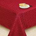 thumbnail image 2 of Violet Linen Christmas Novelties Ribbed Striped Pattern, Polyester Jacquard, Red, 52 Inch by 70 Inch, Seats 4 to 6 people, Rectangular Tablecloths, 2 of 2