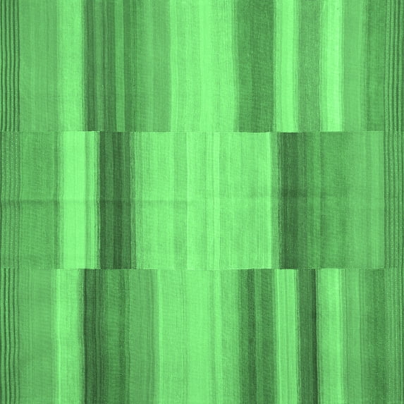 Ahgly Company Indoor Square Abstract Emerald Green Contemporary Area Rugs, 4' Square