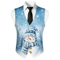 thumbnail image 5 of Yuyamidu Blue Snowman Mens Suit Vest Christmas V-Neck 3-Pocket Waistcoat Dress Formal Business Tuxedo Wedding Party, Size S, 5 of 7