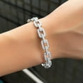 thumbnail image 5 of Brilliant CZ Geometric Round Cuban Chain Link Bangle White Gold Plated Lady Gift, 5 of 9
