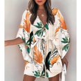 thumbnail image 1 of Summer Boho Mini Dress Women Flora Print Batwing Sleeve Lace-Up V Neck Loose Button Dresses Ladies Beach Party Dress VestidoM Gao Jinjia LED, 1 of 2