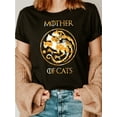 thumbnail image 1 of Mother Of Cats Print Crew Neck T-shirt, Short Sleeve Casual Top For Summer & Spring, Women's Clothing, 1 of 6