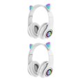 thumbnail image 4 of Cateissary Cute Cat Ears Auriculares inalámbricos Flash Light Auriculares con micrófono LED Chica Estéreo Música Teléfono Bluetooth Type2 NO2, 4 of 6