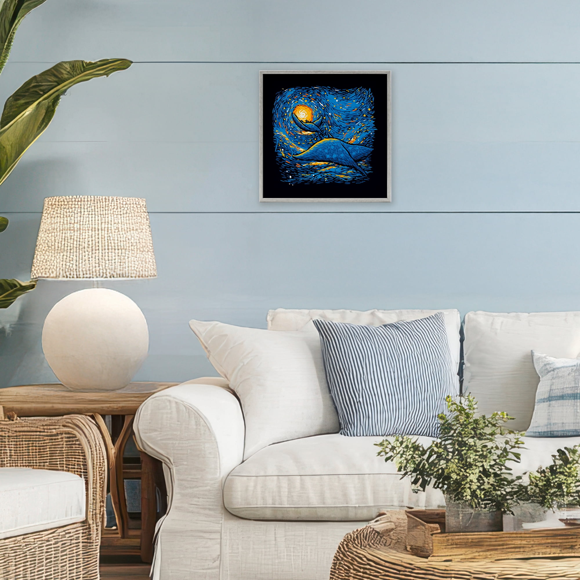 Stupell Industries Impressionist Manta Rays Gray Framed Giclee Art, design by Tobe Fonseca
