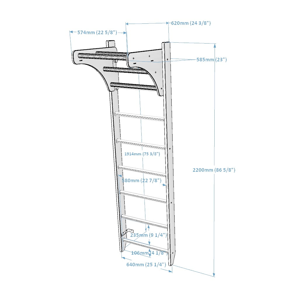 BenchK 111 Wall bars with adjustable pull-up bar