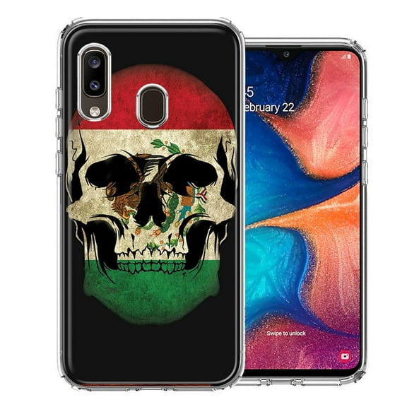 MUNDAZE For Samsung A20 Mexico Flag Skull Design Double Layer Phone Case Cover