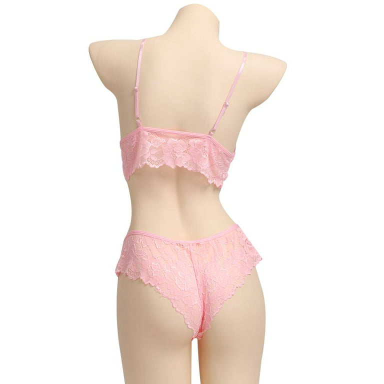 Uerlsty Womens Sexy Lace Bra Set Push Up Thong Babydoll Underwear Nightwear  Lingerie 