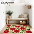 thumbnail image 3 of ODIKA 3'x5' Machine Washable Non-Slip Area Rug, Festive Poinsettia Bloom Indoor Floor Covering with Floral Accents High Traffic Rug with Pad, Red, 502126, 3 of 8