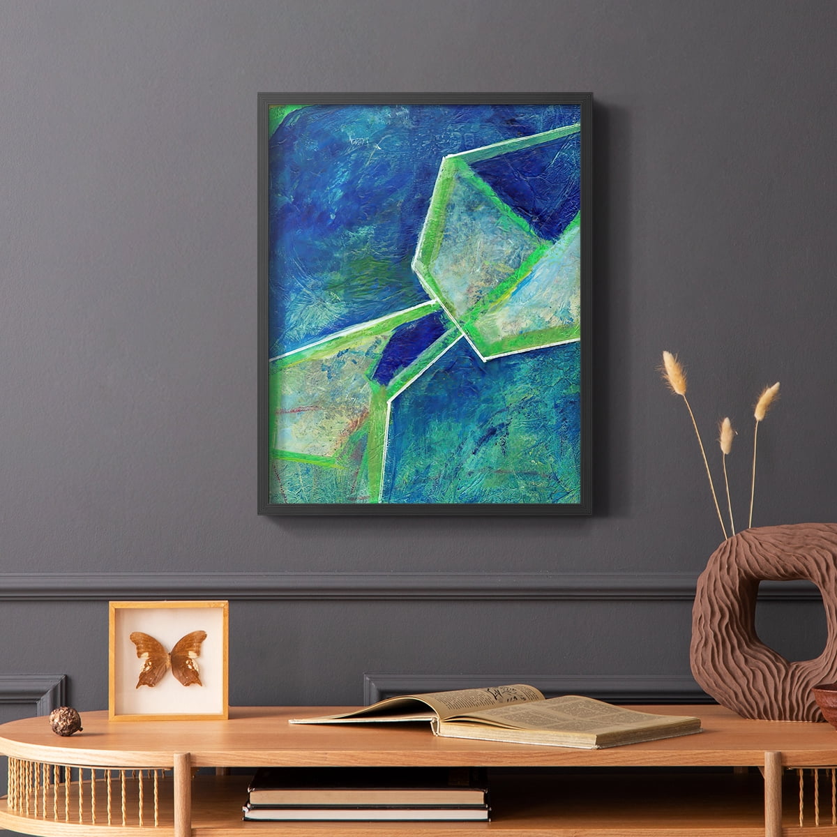 Geometric in Cool III Framed Print in Black Solid Wood Framed Print No Nail Hanging