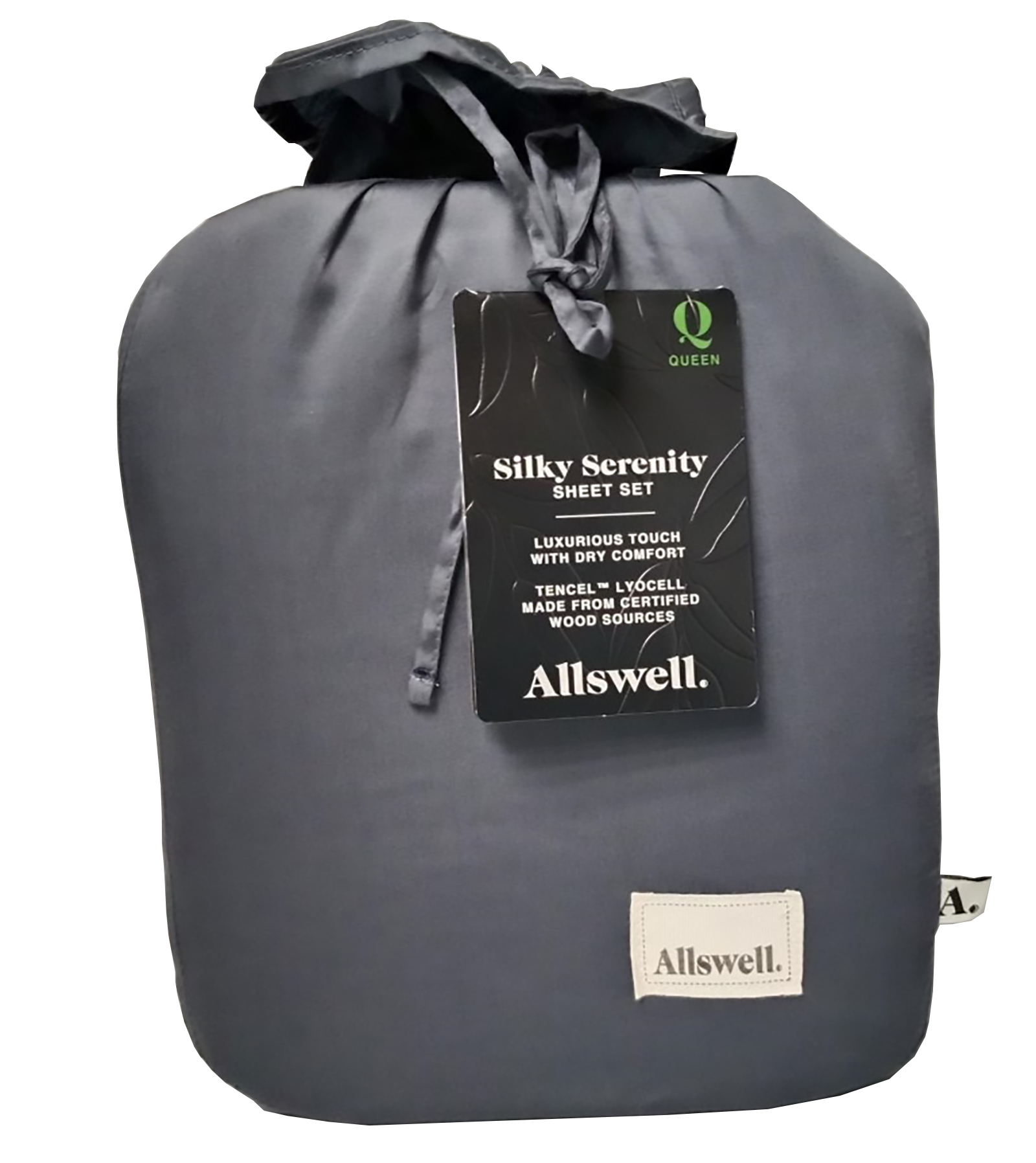ALLSWELL 4-PIECE SOFT & SILKY SERENITY 100% TENCEL™ BED SHEETS SET, SHARK, QUEEN