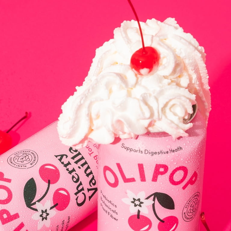 Olipop Cherry Vanilla Prebiotic Soda, 12 fl oz, 12 Pack photo 6