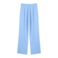 thumbnail image 4 of yunLCZ Pants for Women High Waisted Women's Pure Cotton And Linen Wide Leg Pants Casual Baggy Elastic Waistband With Pockets Fashionable Pants, 4 of 4