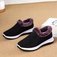 thumbnail image 5 of CPNG Black Knit Winter Slip-On Shoes with Purple Plush Fleece Lining, Breathable Upper, Non-Slip Rubber Sole, Cozy Warm for Cool Weather, Indoor & Short Outdoor Walks, Easy On-Off Daily Wear, 5 of 6