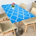 thumbnail image 1 of Picnic Table Cloth, 53"x30" Rectangle Vinyl Diamond Fitted Tablecloths Waterproof Flannel Backed Table Covers for Dining Camping Outdoor, Sky Blue/White, 1 of 6