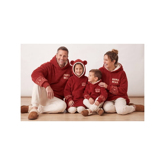 Dearfoams Mama Bear Family Matching Fleece Hooded Pullover, S-XL