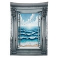 thumbnail image 2 of Ambesonne Ocean Tablecloth Rectangular Table Cover, Historic Window Sea Scenery, 52"x70", Sea Blue Coconut and Camel, 2 of 3