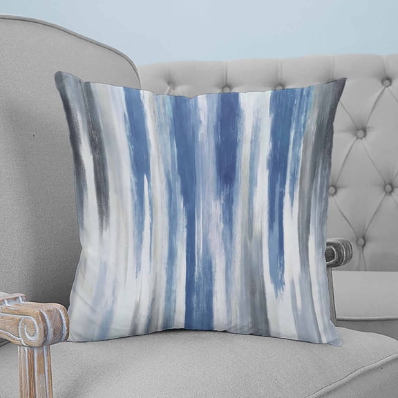 Blue Gray Throw Pillow Covers, Soft Pillowcases with Invisible Zipper, Modern Simple Abstract White Ombre Texture Decorative Square Pillow Cushion Covers for Living Room Couch Sofa Bed 16x16 Inches