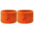 thumbnail image 2 of COUVER 2.5 Inch Embroidered Kidney Cancer Awareness Ribbon Orange Wristbands 2 Pairs (Unisex), 2 of 8