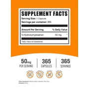 BulkSupplements 5-HTP 50mg Capsules - 5-Hydroxytryptophan, Dietary Supplement - 1 Capsule per Serving, 365 Count