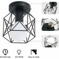 thumbnail image 5 of Lámpara de techo industrial con jaula de metal negra, lámpara de araña de hierro forjado vintage para sala de estar, pasillo, porche o cafetería, 5 of 5