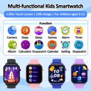 SZBXD Smart Watch for Kids, Boys Girls Kids Smart Watch with 18 Puzzle Games 6 Languages Camera Music Video Player Pedometer Torch Educational Toys,Birthday Gifts for Children 4+ Years(Black)