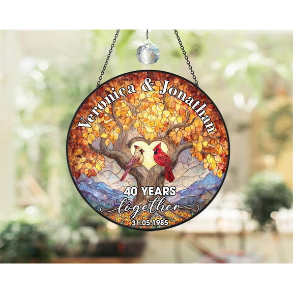 Custom Tree of Life 50th Anniversary Gift,Wedding Anniversary Glass Acrylic Ornament,Golden Anniversary Christmas Ornament Gift For Parents Couple