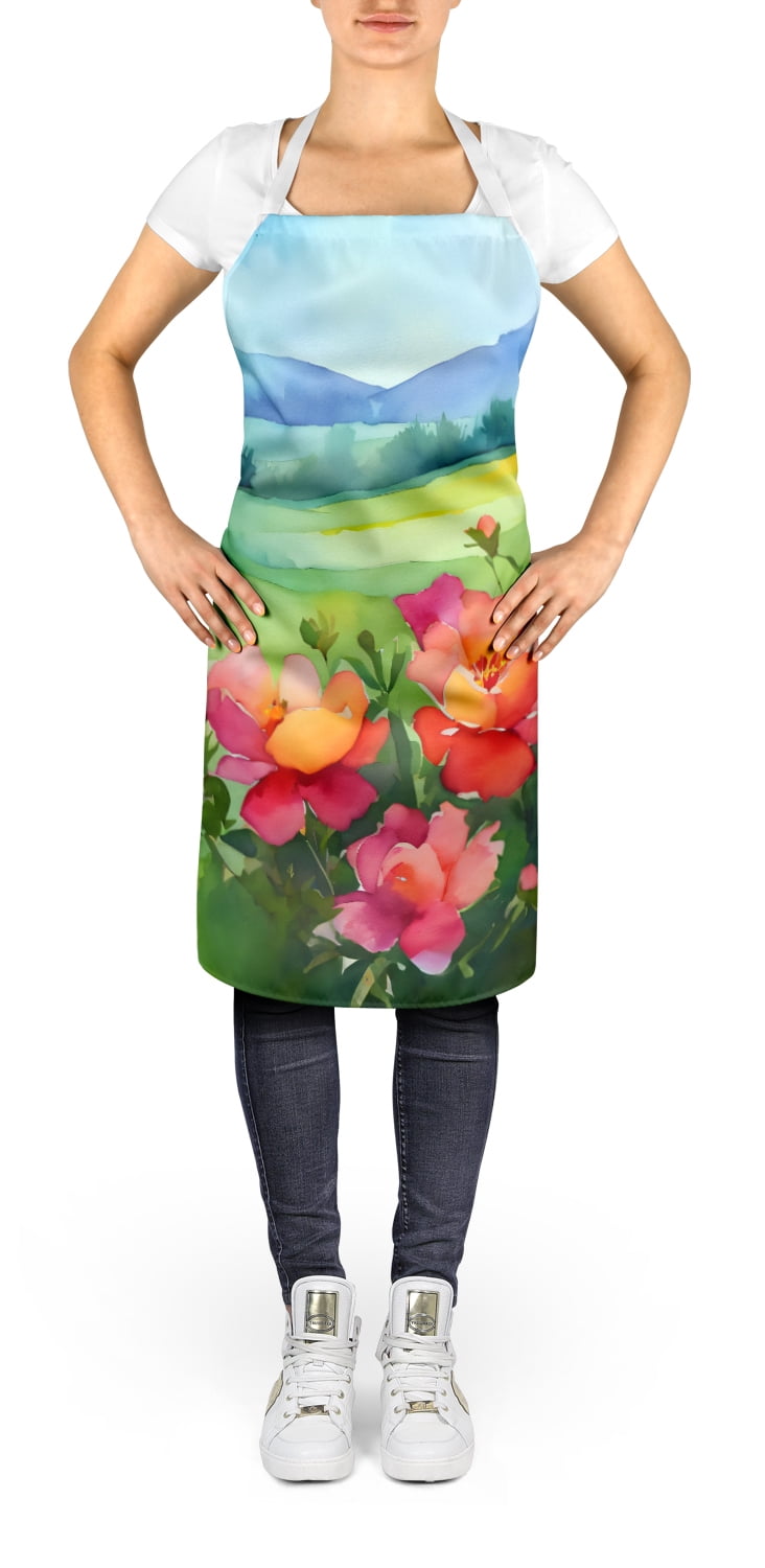 Iowa Wild Prairie Roses in Watercolor Apron 27 in x 30 in